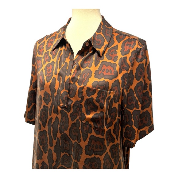 Equipment Femme Silk Animal Print Short Sleeve Shirt Dress Women’s Large - Picture 3 of 13